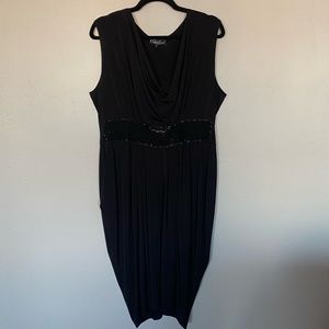 Black Knee Length Sleeveless Stretchy Dress by Hypnotized